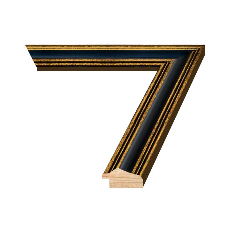 Aged Gold over Black 1 inch Frame corner image