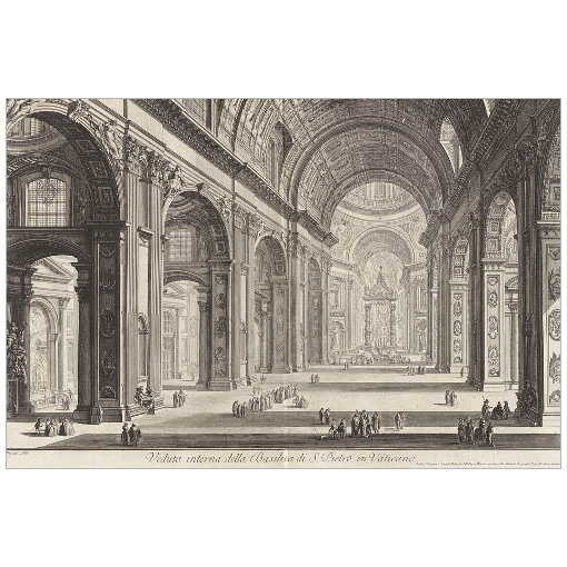 Basilica di S. Pietro in Vaticano, from Vedute di Roma Fine Art Paper Print - 12 by 8 inches artwork  (Custom Size)