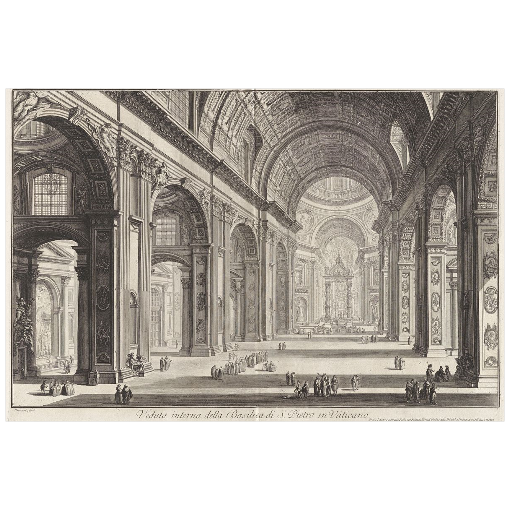 Basilica di S. Pietro in Vaticano, from Vedute di Roma Fine Art Paper Print - 18 by 12 inches artwork