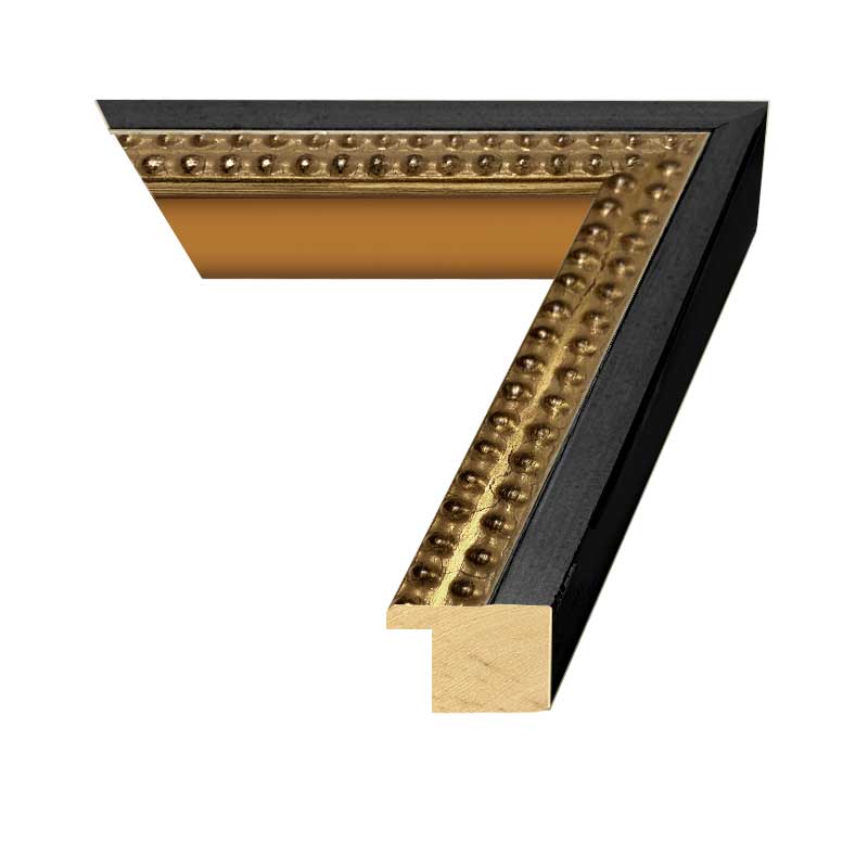 Black Double Gold Bead 1.25 inch frame corner image