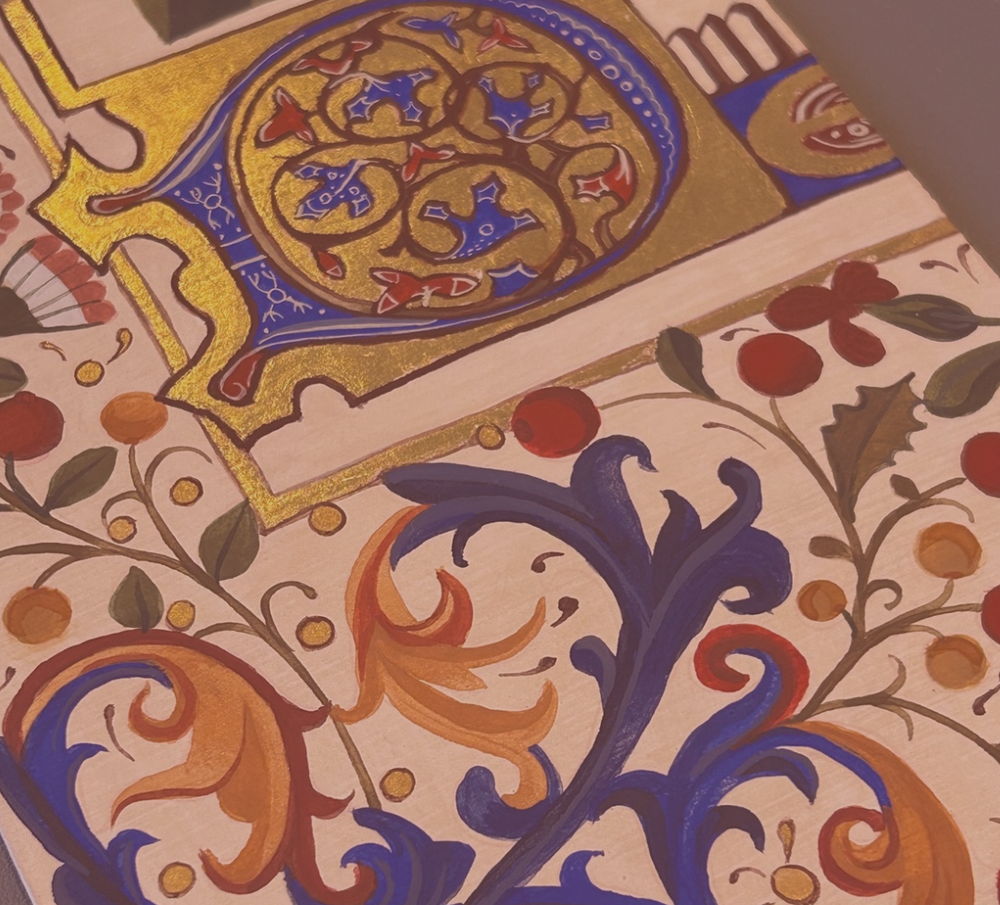 Illuminated Manuscript style fine artwork in gold and egg tempera paint