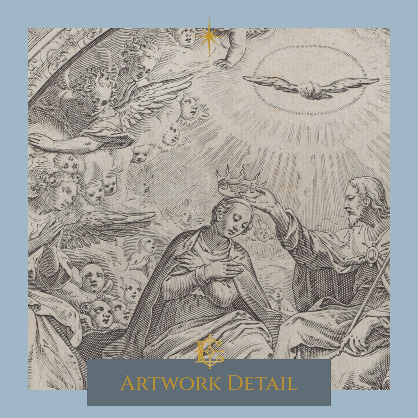 Saints Lawrence, Sixtus, Peter, and Paul adoring the Coronation of the Virgin by Christ above - Artwork Detail 1