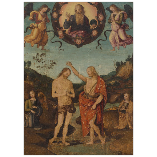 The Baptism of Christ with God the Father Fine Art Paper Print - 5 by 7 inches artwork