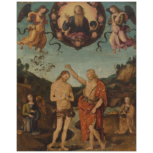 The Baptism of Christ with God the Father Fine Art Paper Print - 8 by 10 inches artwork