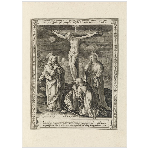 The Crucifixion, from the series Passio, Mors, et Resurrectio, Dn. Nostri Iesu Christi Fine Art Paper Print - 5 by 7 inches artwork artwork