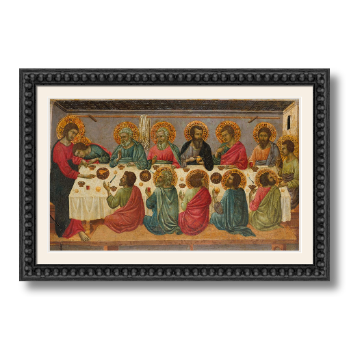 The Last Supper, Ugolino - Framed - Black Beaded 1.25 inch Frame, Devonshire Double Mat - 18 by 11 inches