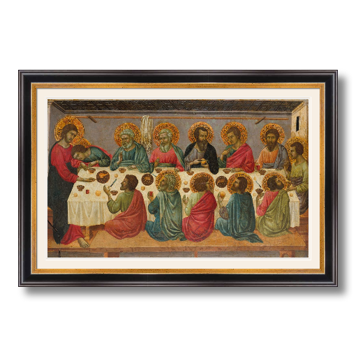 The Last Supper, Ugolino - Framed - Traditional Black and Gold 1.25 inch Frame, Devonshire Double Mat - 118 by 11 inches