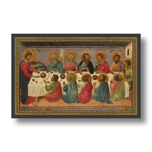The Last Supper, Ugolino Framed - Black Double Gold Beaded 1.25 inch Frame - 18 by 11 inches