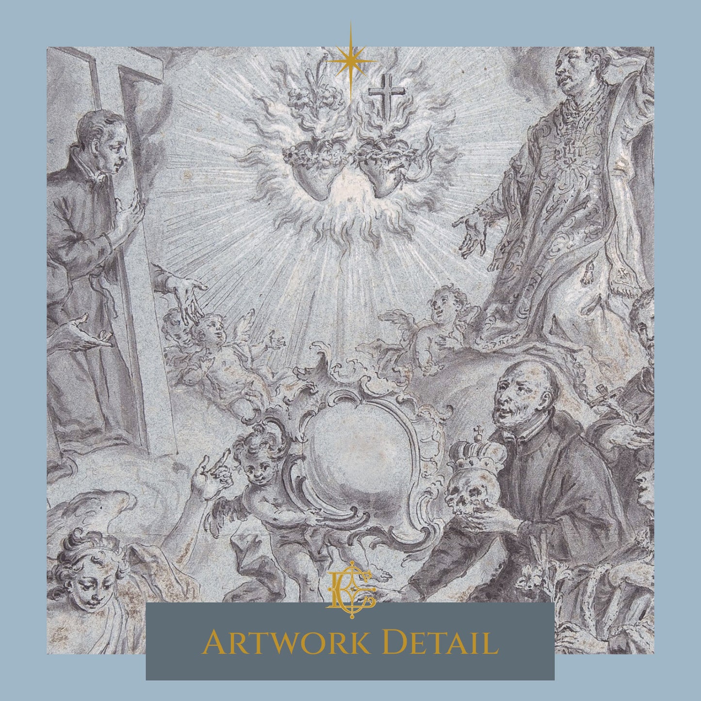 The Trinity and Saints surrounding the Sacred Hearts of Christ and the Virgin Mary - Artwork Detail 1