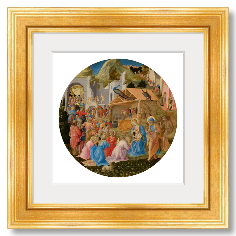 
                  
                    The Adoration of the Magi, Fra Angelico and Fra Filippo Lippi Framed - Traditional Gold 2-1/8" frame, 15x15" Off-White 2" Double Mat, 10x10" Artwork
                  
                